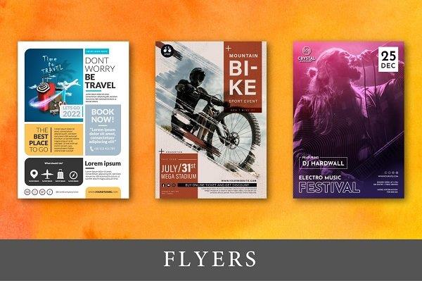 three different flyers