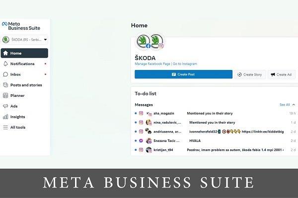 snimak ekrana iz kontrolne table Meta Business Suite